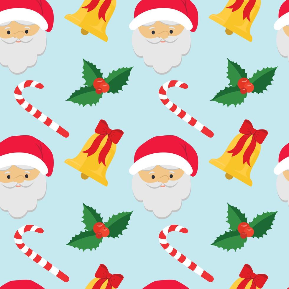 Seamless Christmas background with themed objects for the holiday vector
