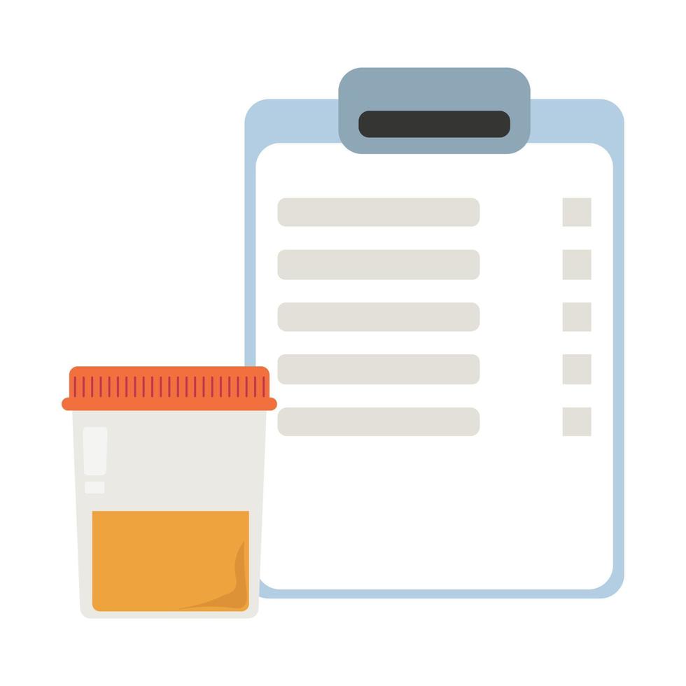 Analysis of urine, urine test results and container with biological material vector