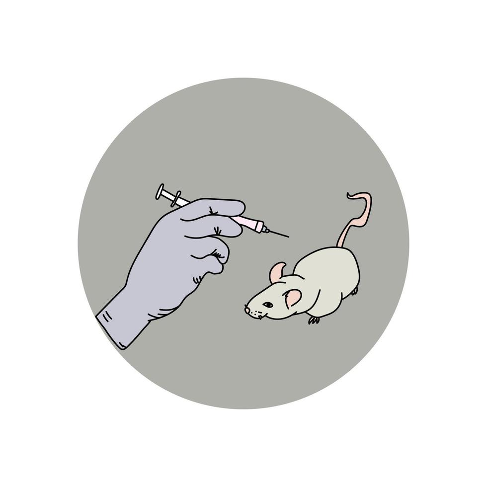 Injection of a laboratory mouse, research of a vaccine or medicine on an  experimental animal, a white rat and a hand with a syringe 4748631 Vector  Art at Vecteezy