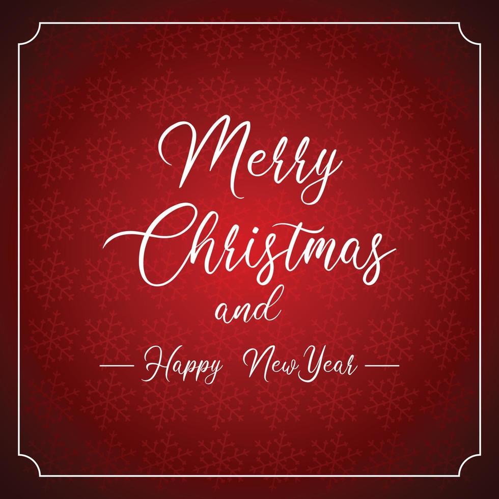 Merry Christmas and Happy New Year Seasonal Greeting Card, Red Background with Snow Flakes. vector