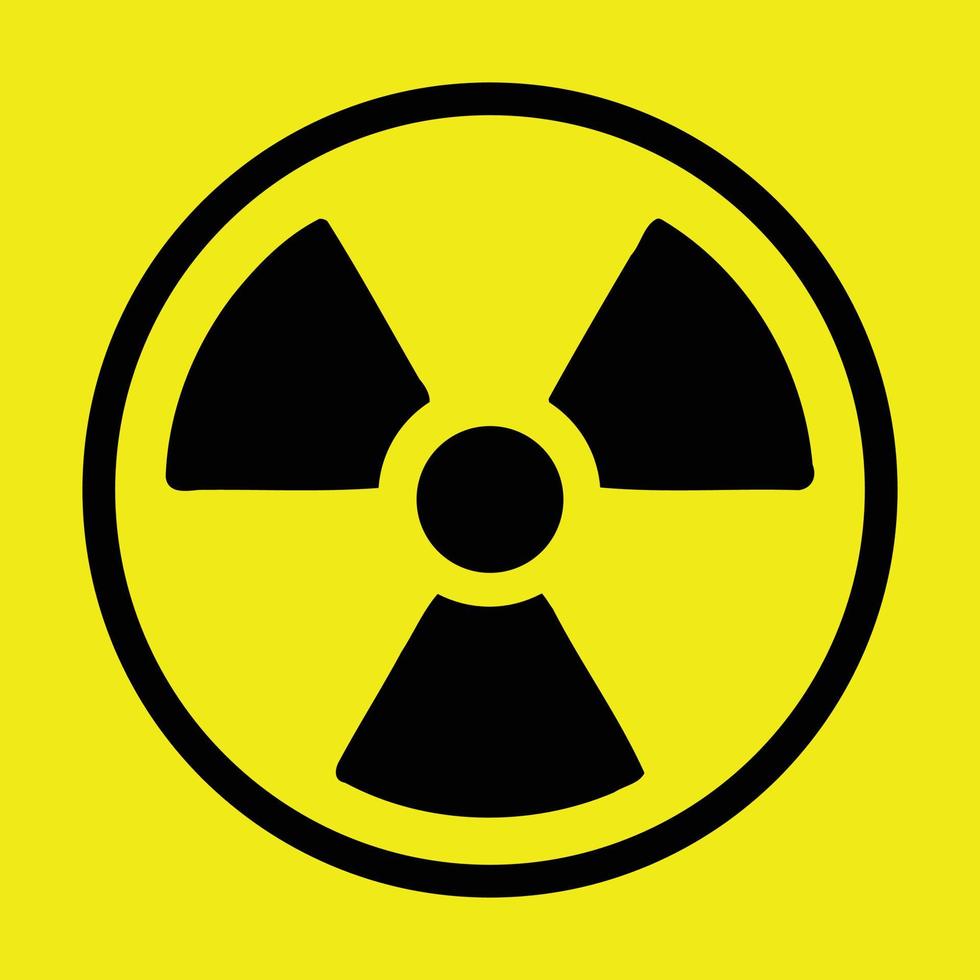 Radioactive Symbol Icon on Yellow Background vector