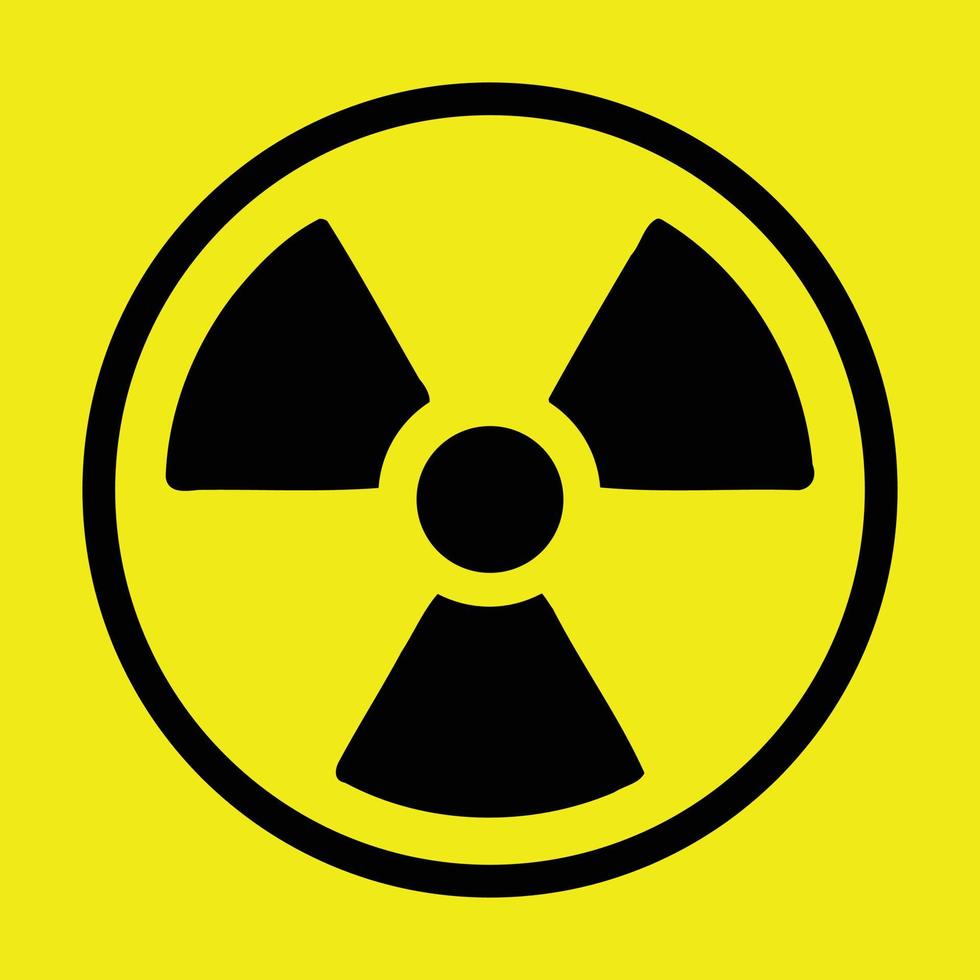 icono de símbolo radiactivo sobre fondo amarillo vector