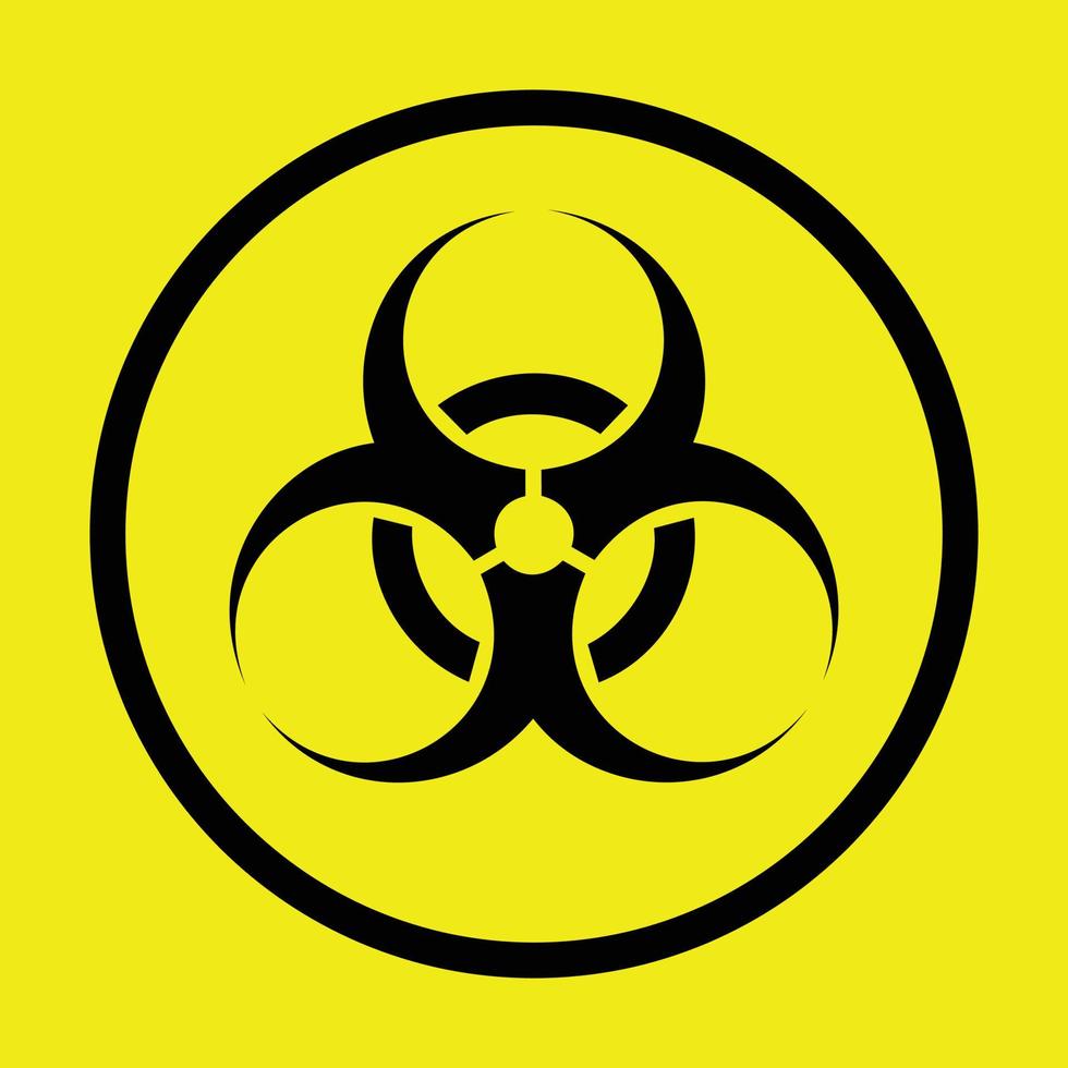 Biohazard Symbol Icon on Yellow Background vector