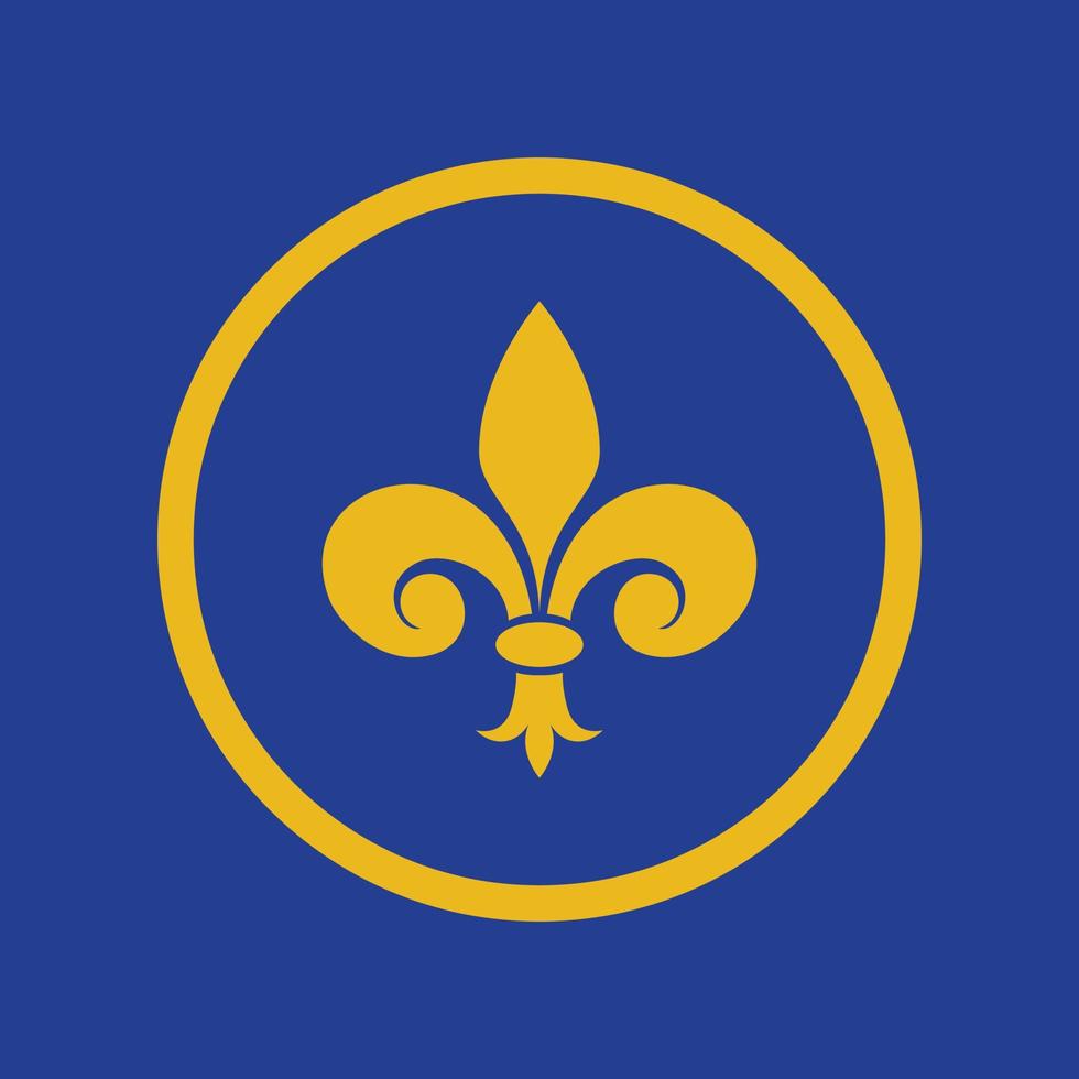 Fleur de Lys Symbol Icon on Blue Background vector