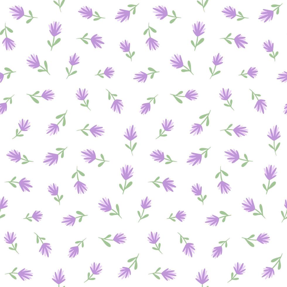 Awesome Cute Beauty Purple Flower Vector Seamless Pattern Design