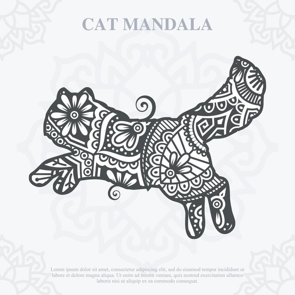 Cat Mandala line art style. Boho Cats SVG. Vector EPS 10