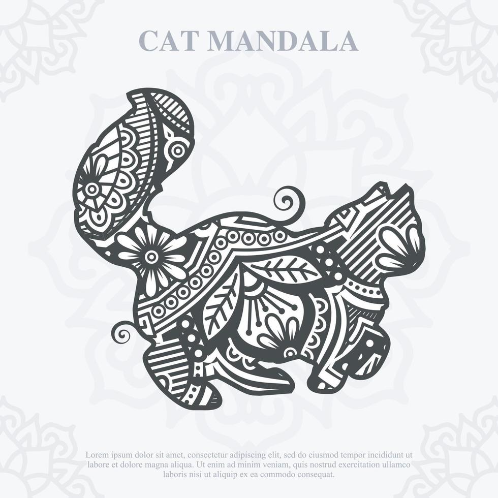 Cat Mandala line art style. Boho Cats SVG. Vector EPS 10