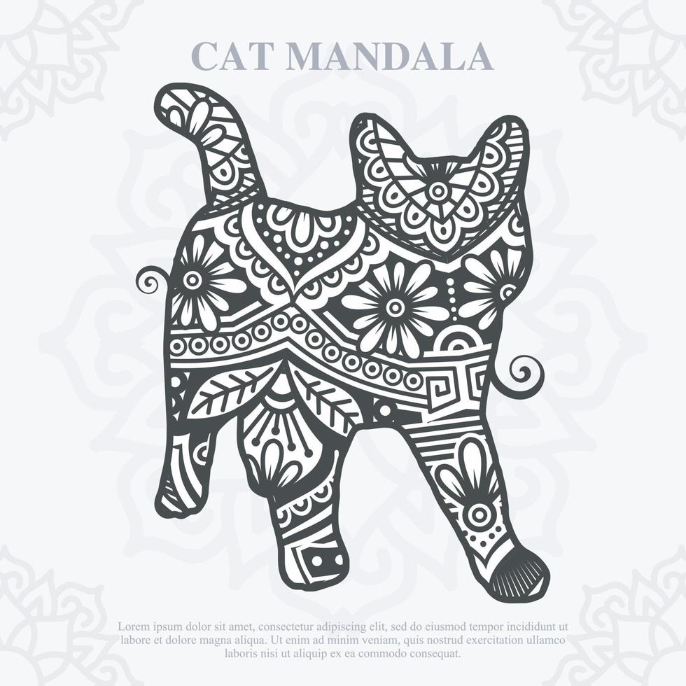 Cat Mandala line art style. Boho Cats SVG. Vector EPS 10