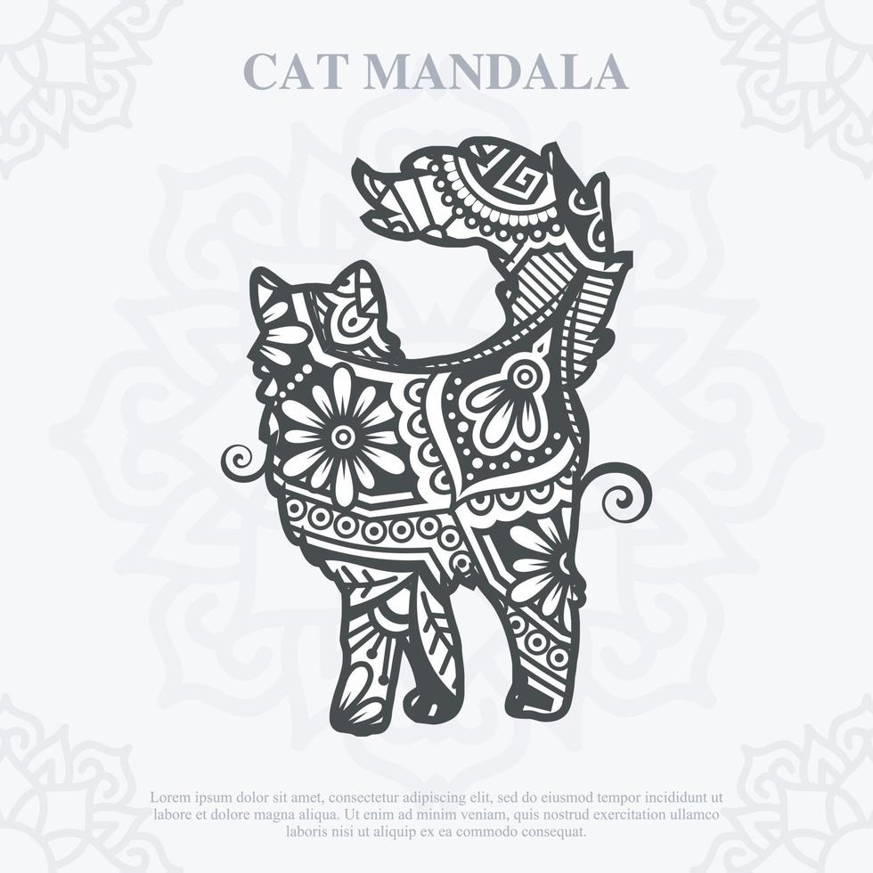 Cat Mandala line art style. Boho Cats SVG. Vector EPS 10