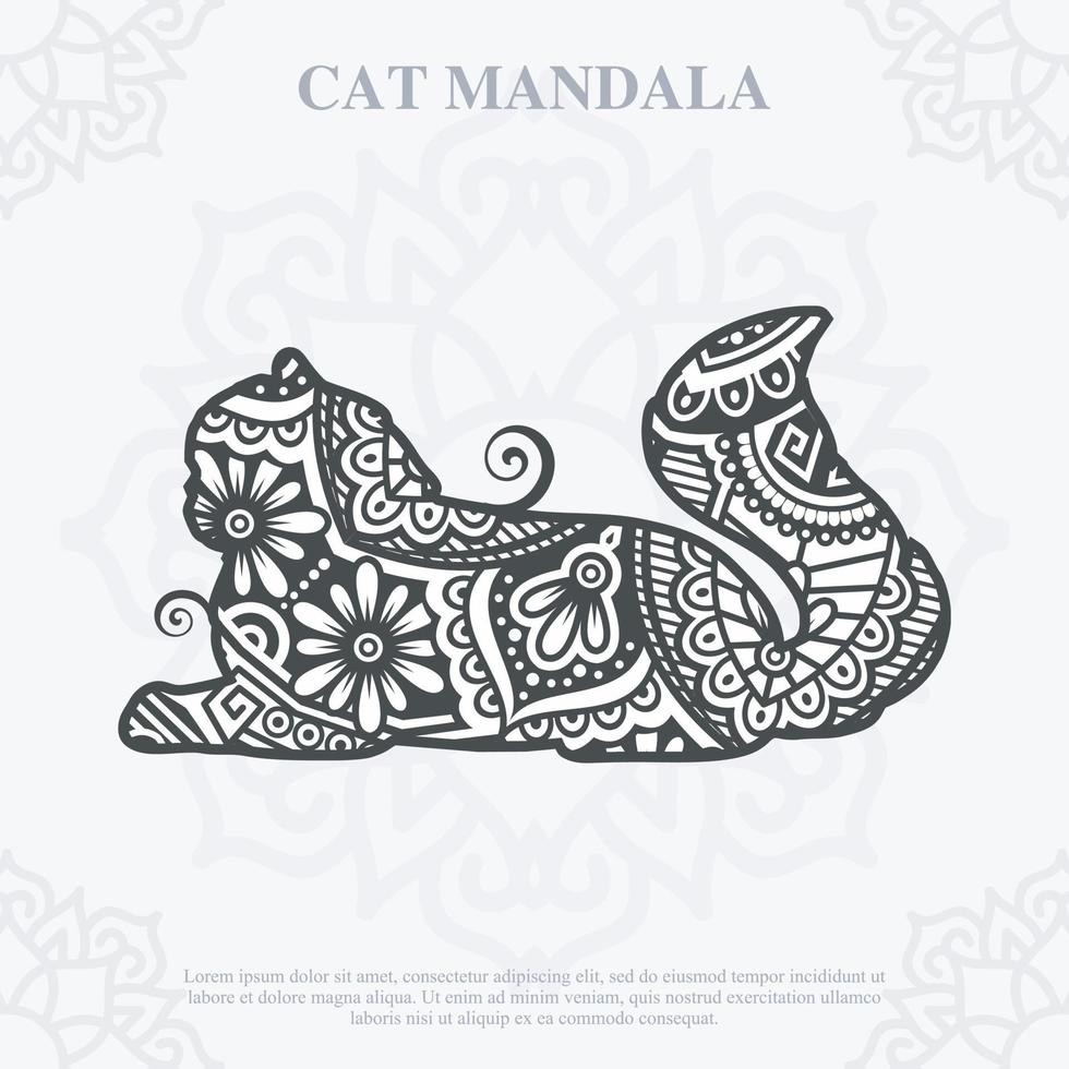 Cat Mandala line art style. Boho Cats SVG. Vector EPS 10