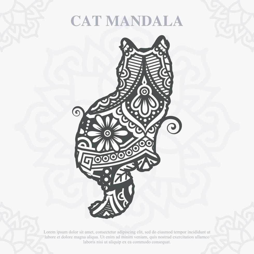 Cat Mandala line art style. Boho Cats SVG. Vector EPS 10