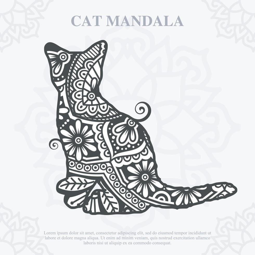 Cat Mandala line art style. Boho Cats SVG. Vector EPS 10