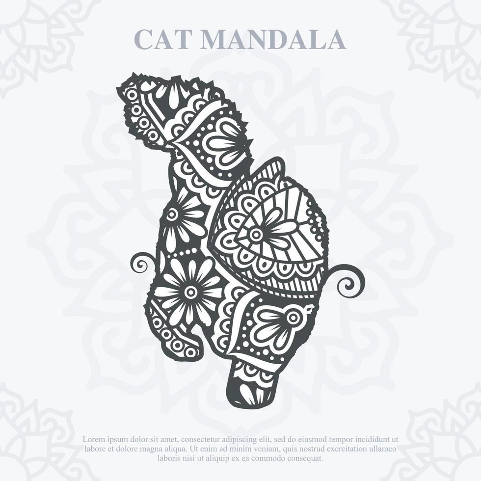 Cat Mandala line art style. Boho Cats SVG. Vector EPS 10