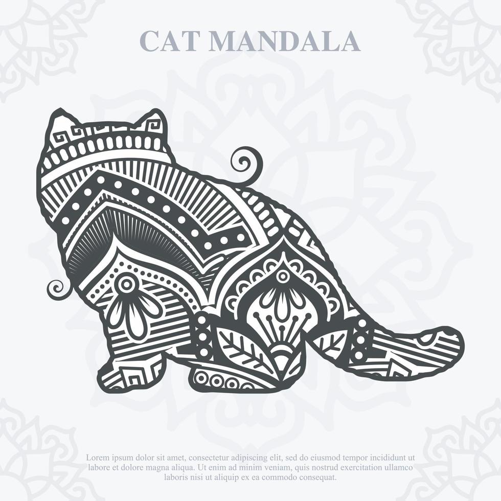 Cat Mandala line art style. Boho Cats SVG. Vector EPS 10