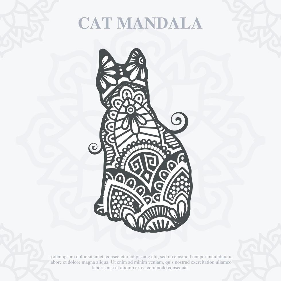 Cat Mandala line art style. Boho Cats SVG. Vector EPS 10