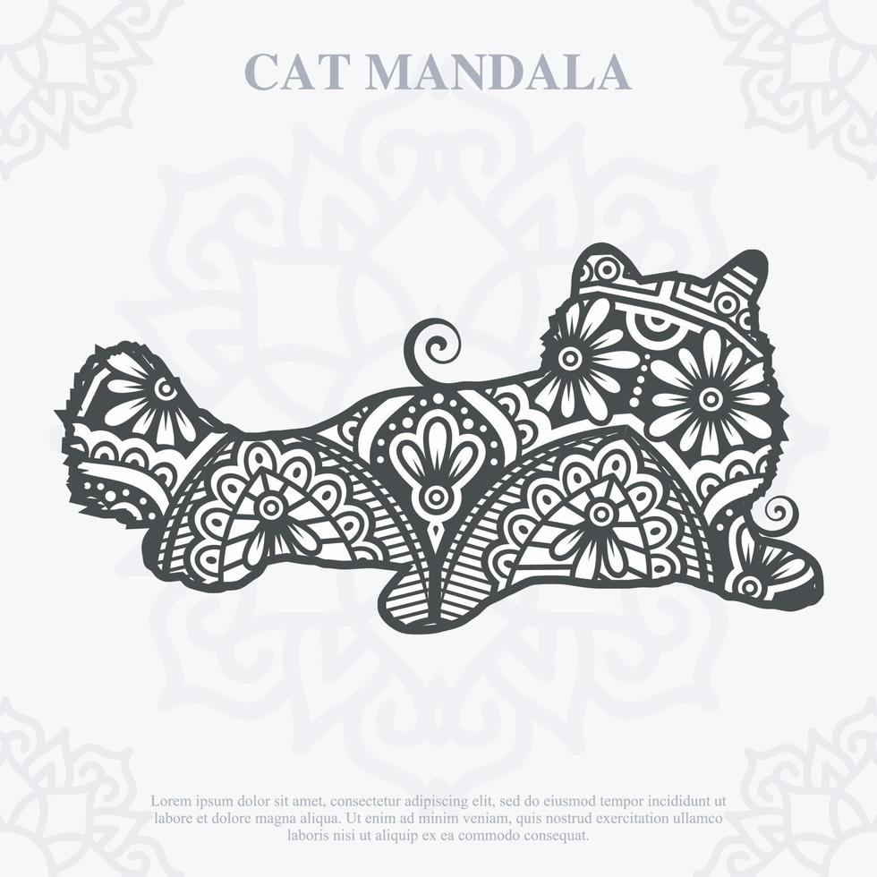 Cat Mandala line art style. Boho Cats SVG. Vector EPS 10