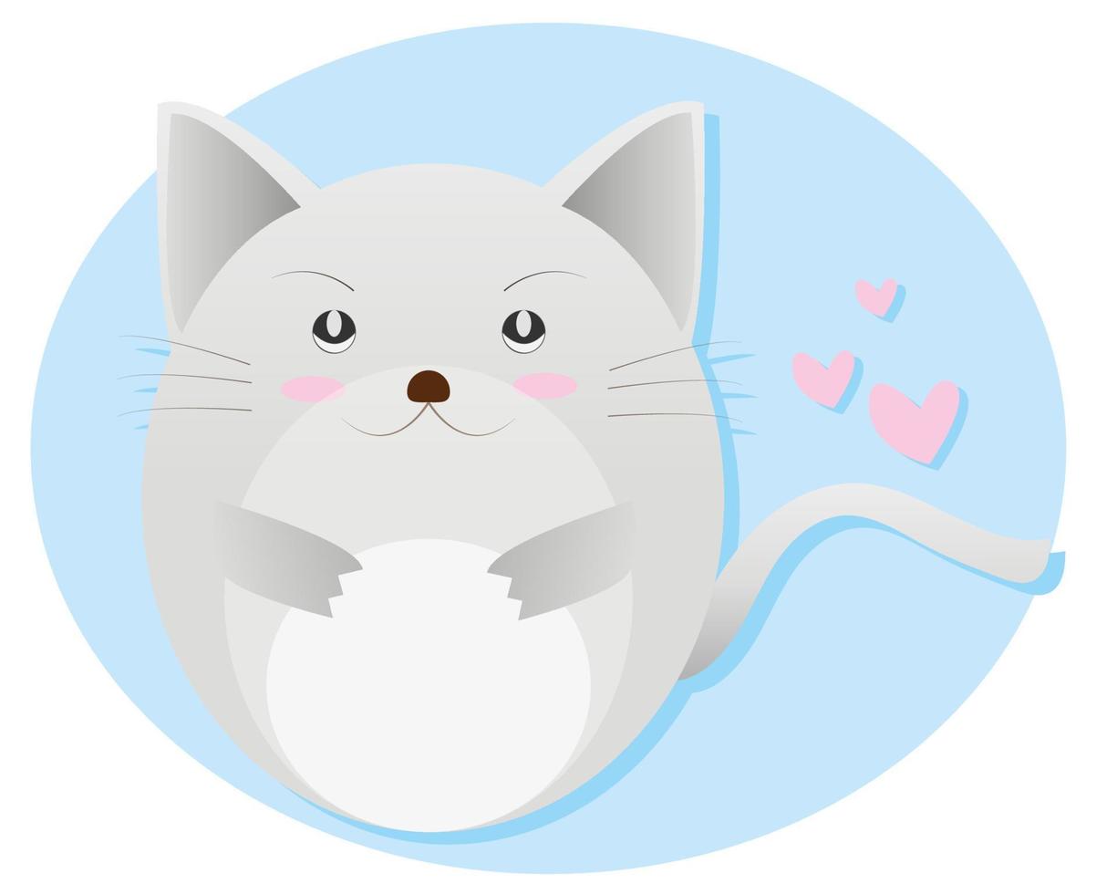 Valentine's Day concept. Pink heart with cute cat vector