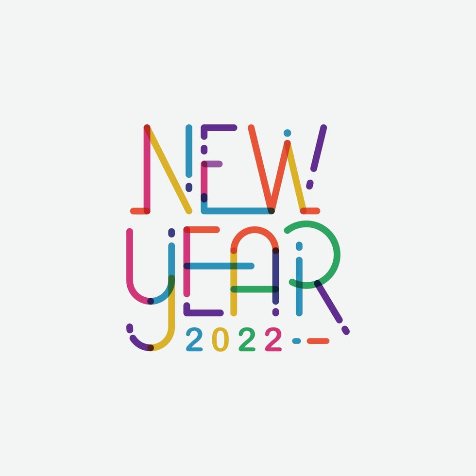 Ilustración de vector de tipografía de letras de año nuevo 2022 para banner flyer y tarjeta de felicitación