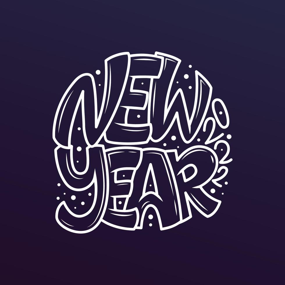 New Year 2022 doodle hand drawn typography vector illustration for banner flyer and greeting card