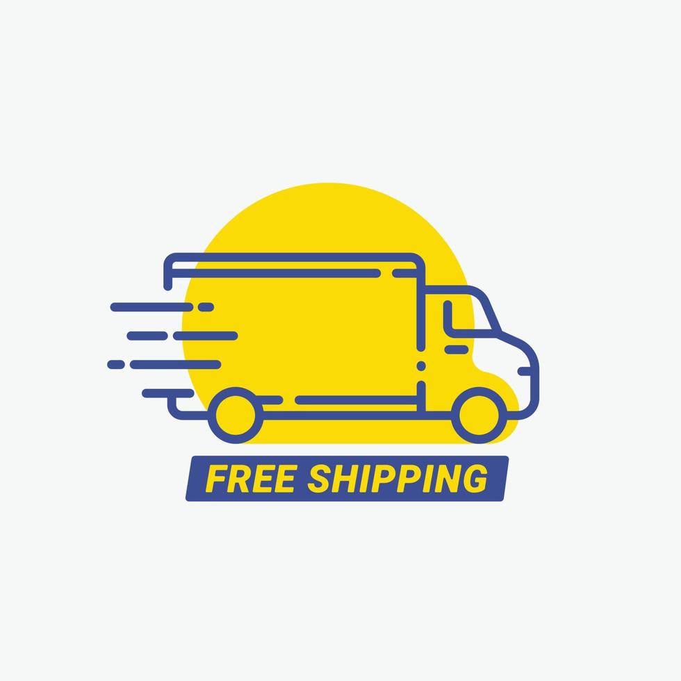 Free shipping banner with box car line icon vector illustration