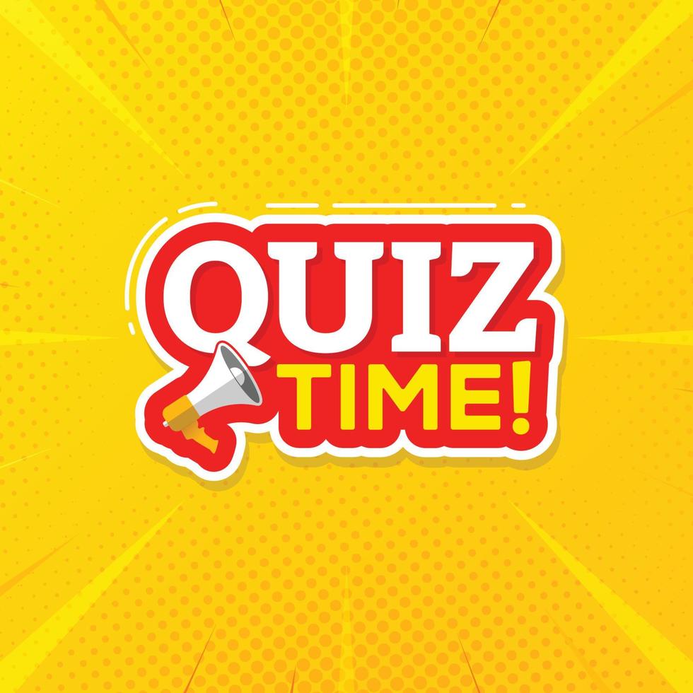 Quiz time banner with megaphone vector graphic