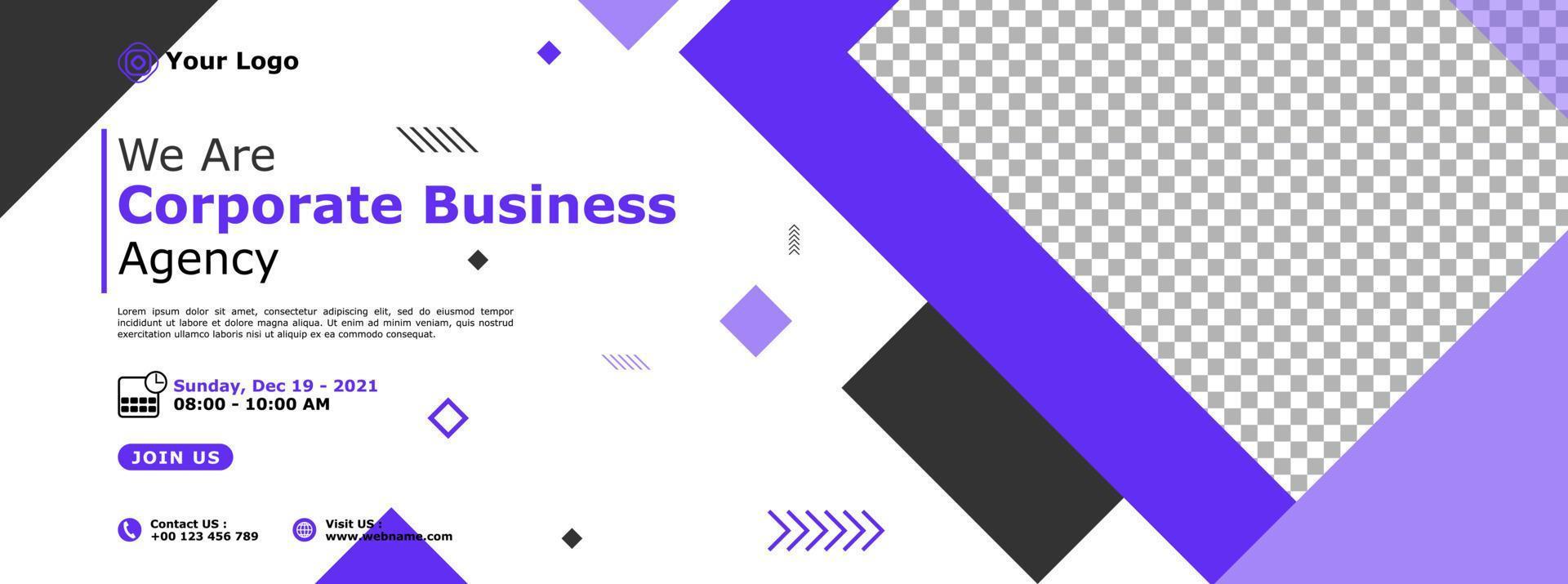 Diseño de plantilla de banner de negocios corporativos creativos para seminarios web, marketing, programas de clases en línea, etc. vector