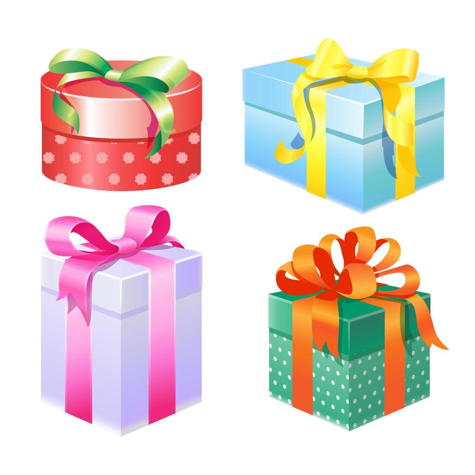 Realistic gift box set isolated vector