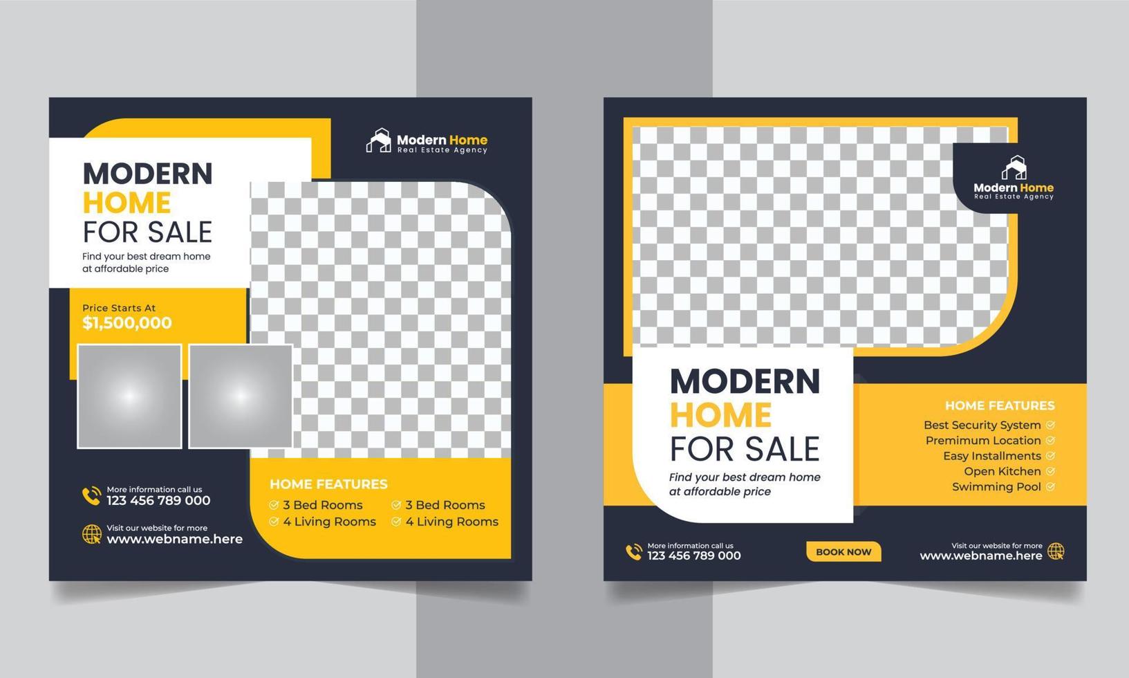 Real estate property sale social media post web banner square flyer template vector