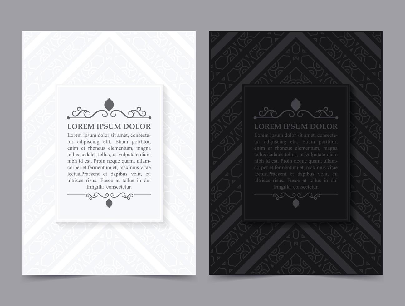 Vintage ornament greeting card vector template. Retro wedding invitation, advertising or other design and place for text. Flourishes ornamental frame and pattern background.