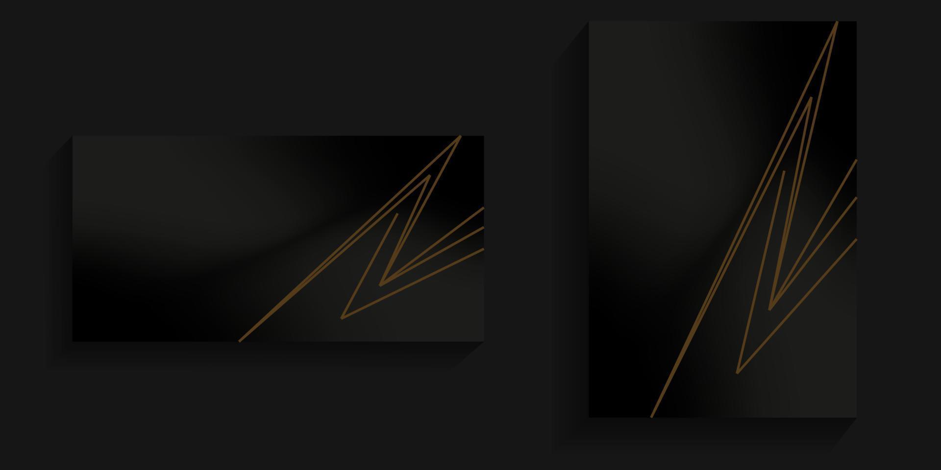 Dark background with abstract lines on the right in gold for card backgrounds, social media backgrounds, banners vector