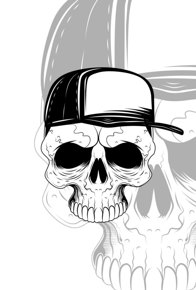 Skull with hat vector illustration