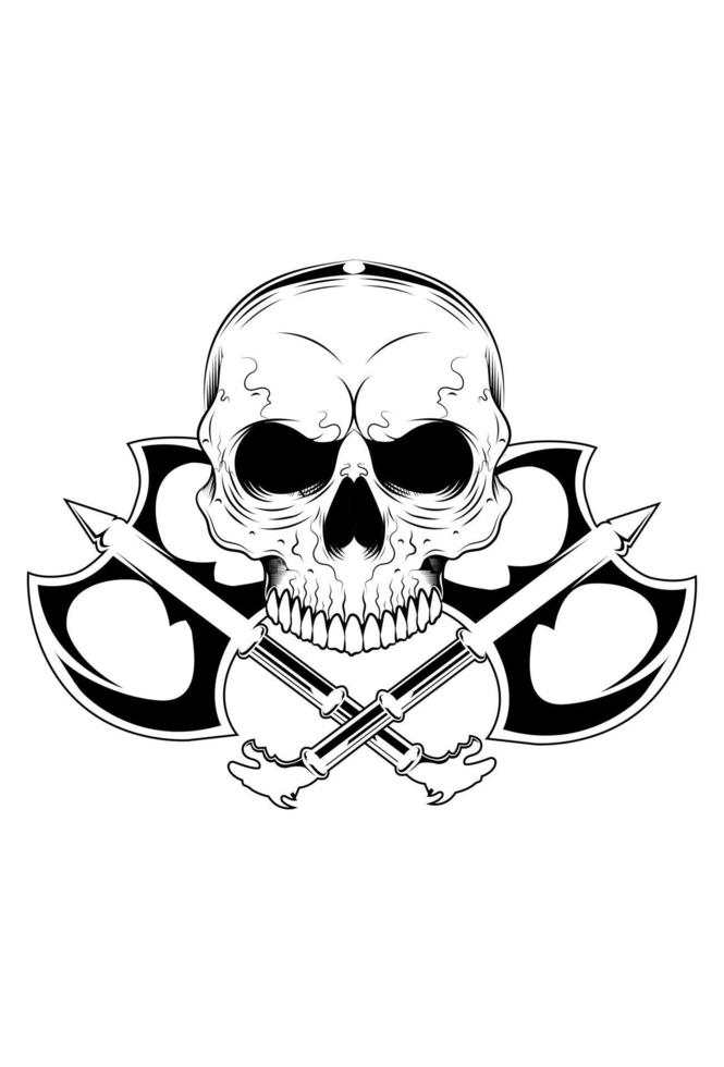 Skull and ax vector illustration