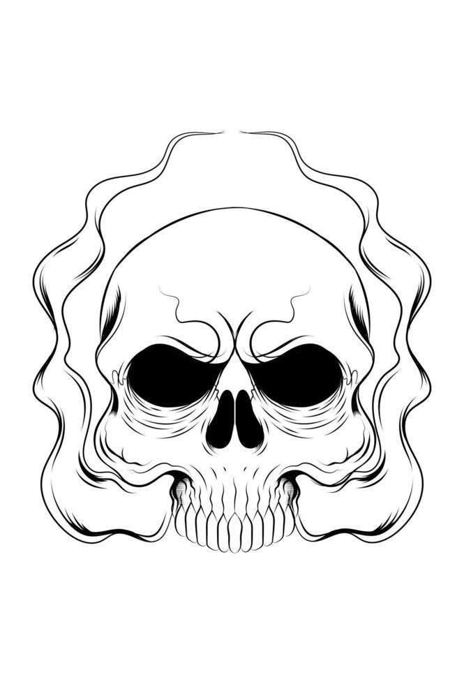 Human skull with a smoke vector illustration