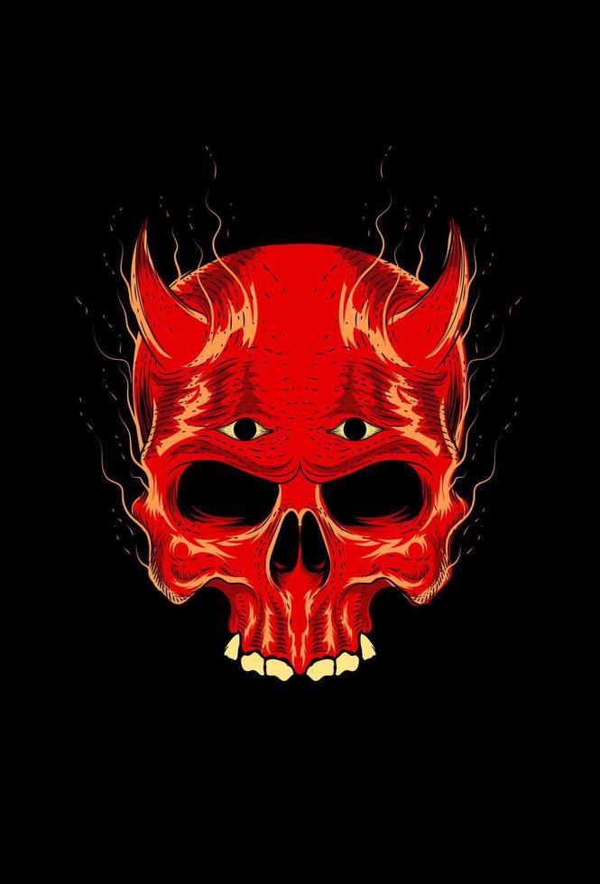 Skull with horn and eyes vector illustration