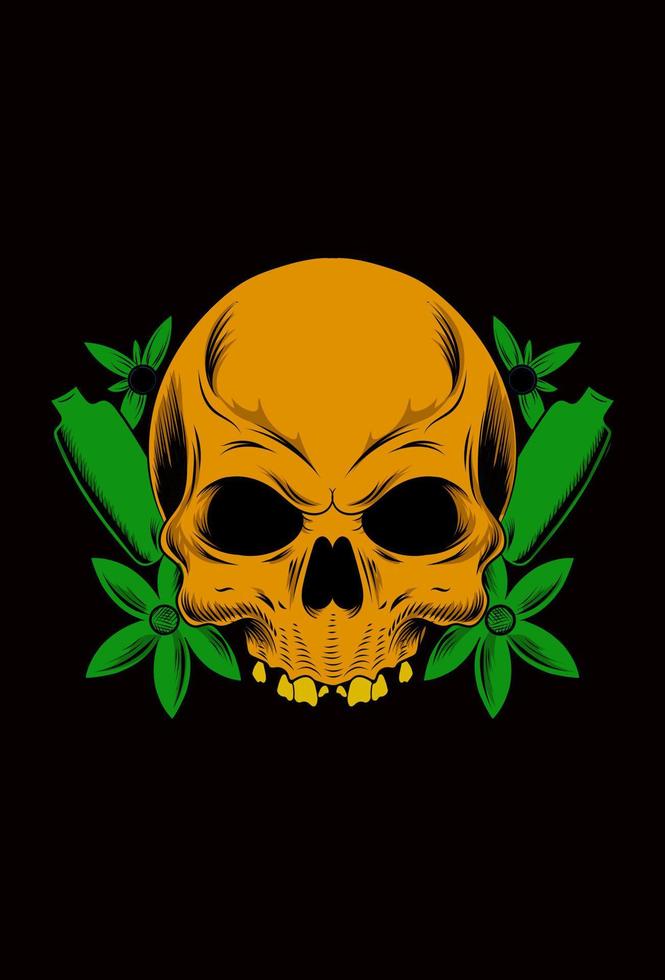 Skull with bottle and flower vector illustration