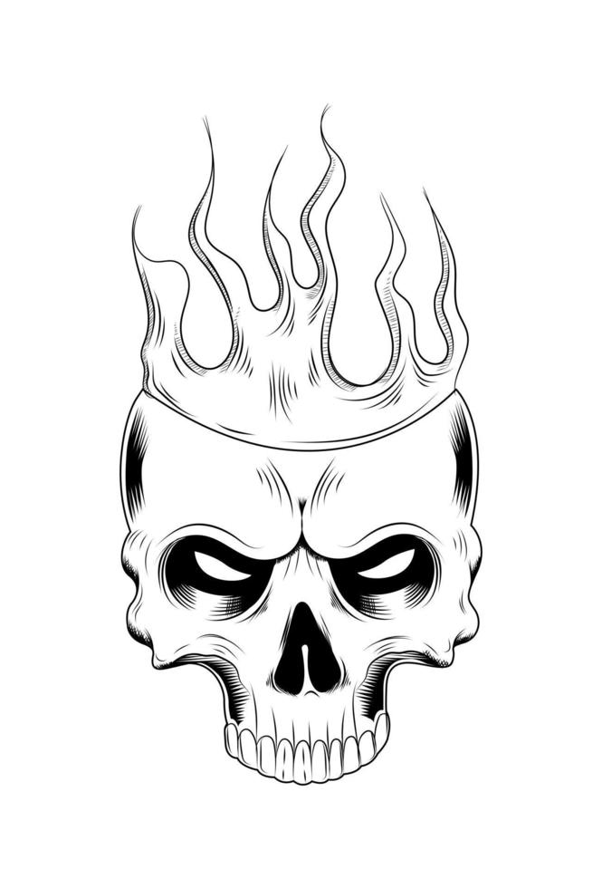 calavera con llama ilustración vectorial vector