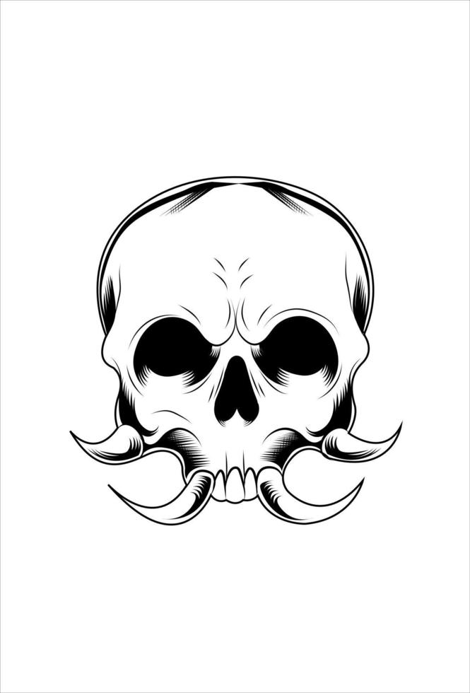 cráneo con colmillos vector illustration