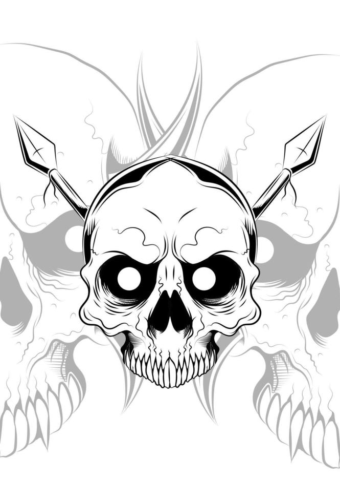 Skull with spear vector illustration