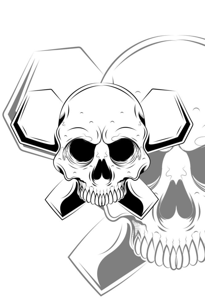 cráneo con tumba ilustración vectorial vector