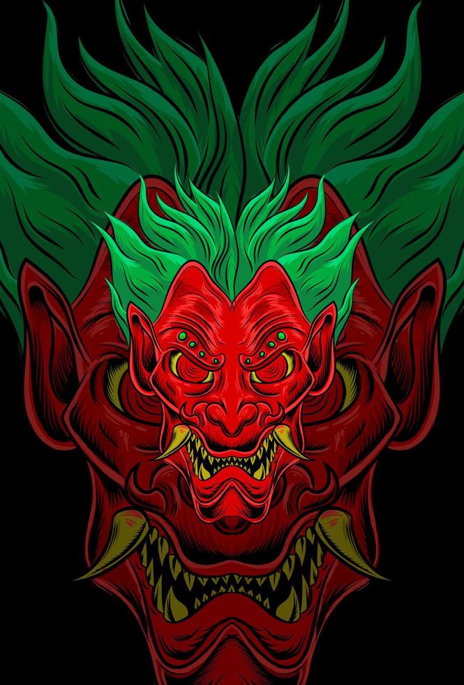 Demon mask with joker hair vector illustration