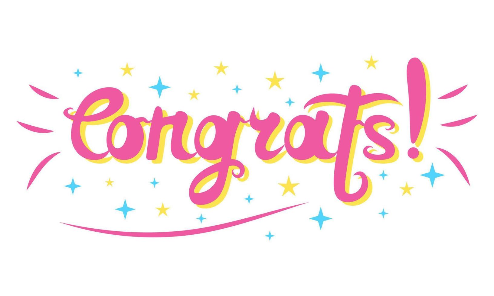 Congrats typography lettering decorative card. vector