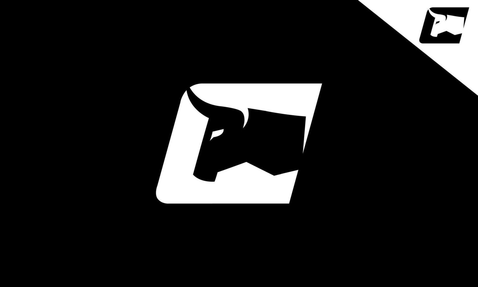 Letter C Bull Logo Design Vector