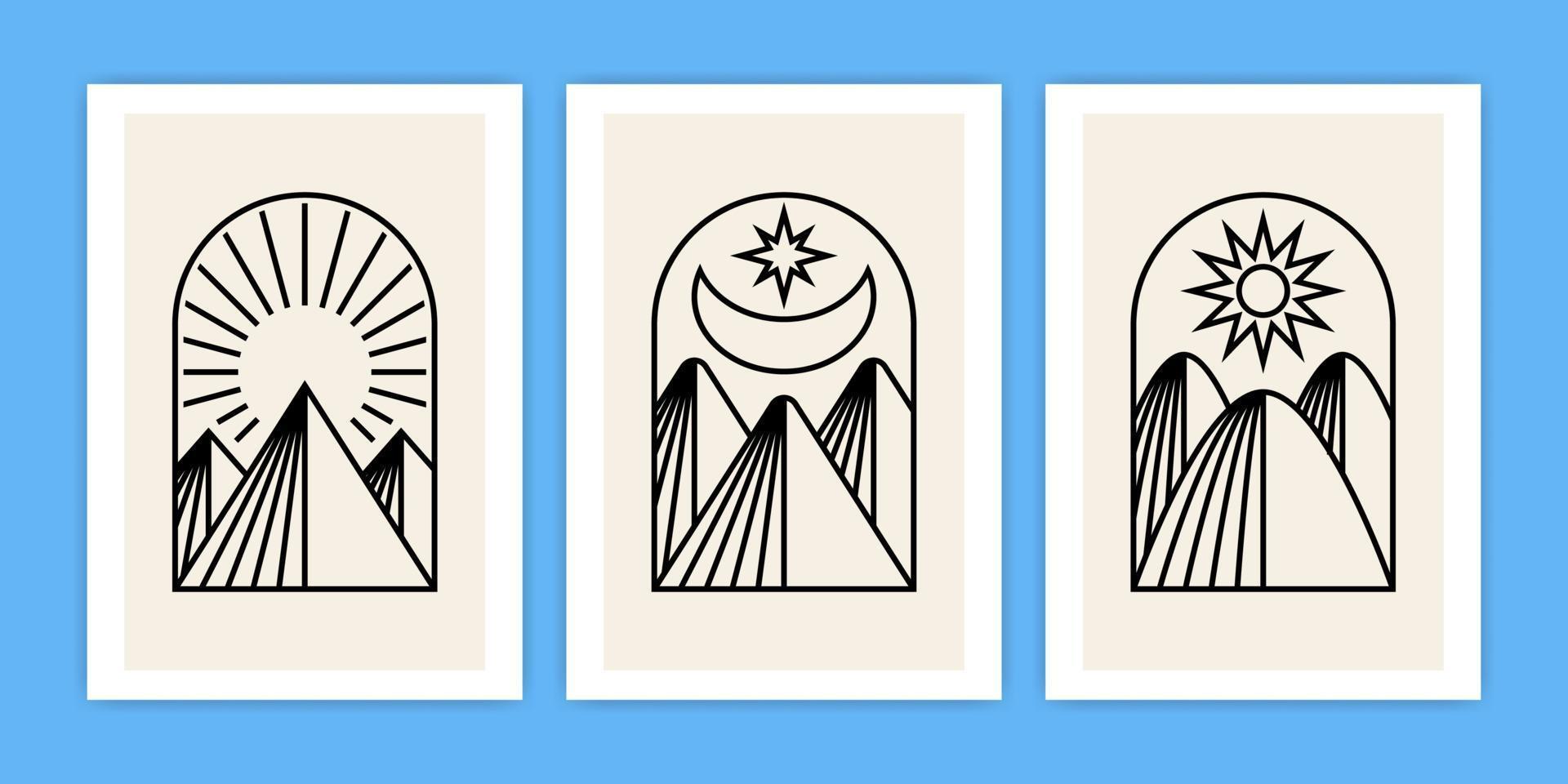 Collection of Bohemian Frame of Mountain vector