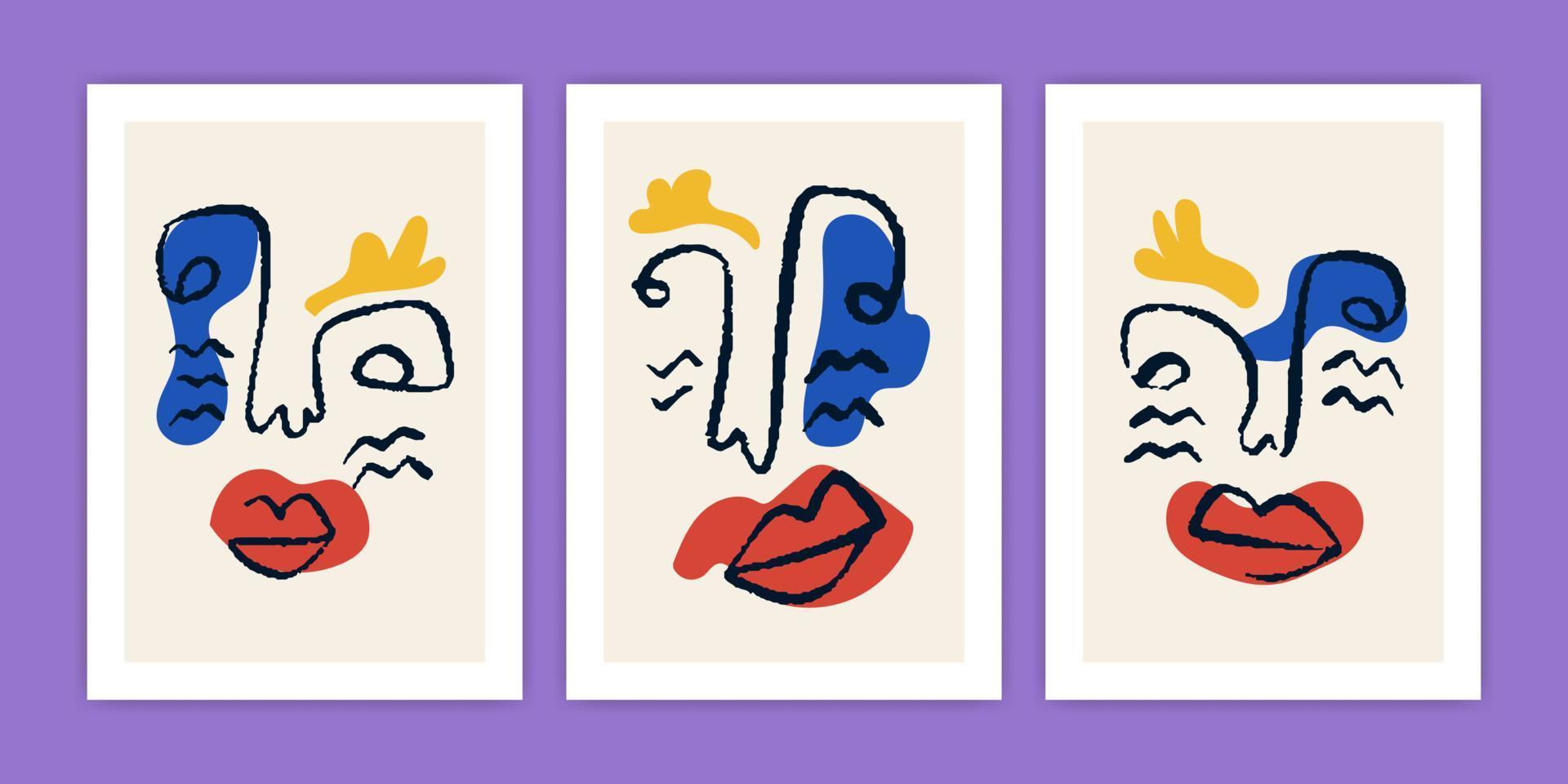 Set of Abstract Face Collection for Poster Design vector