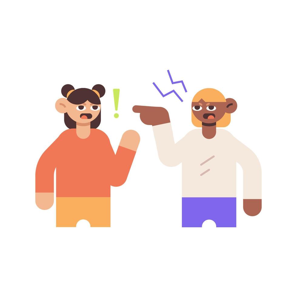 Adult Point Finger and Angry Flat Illustration vector