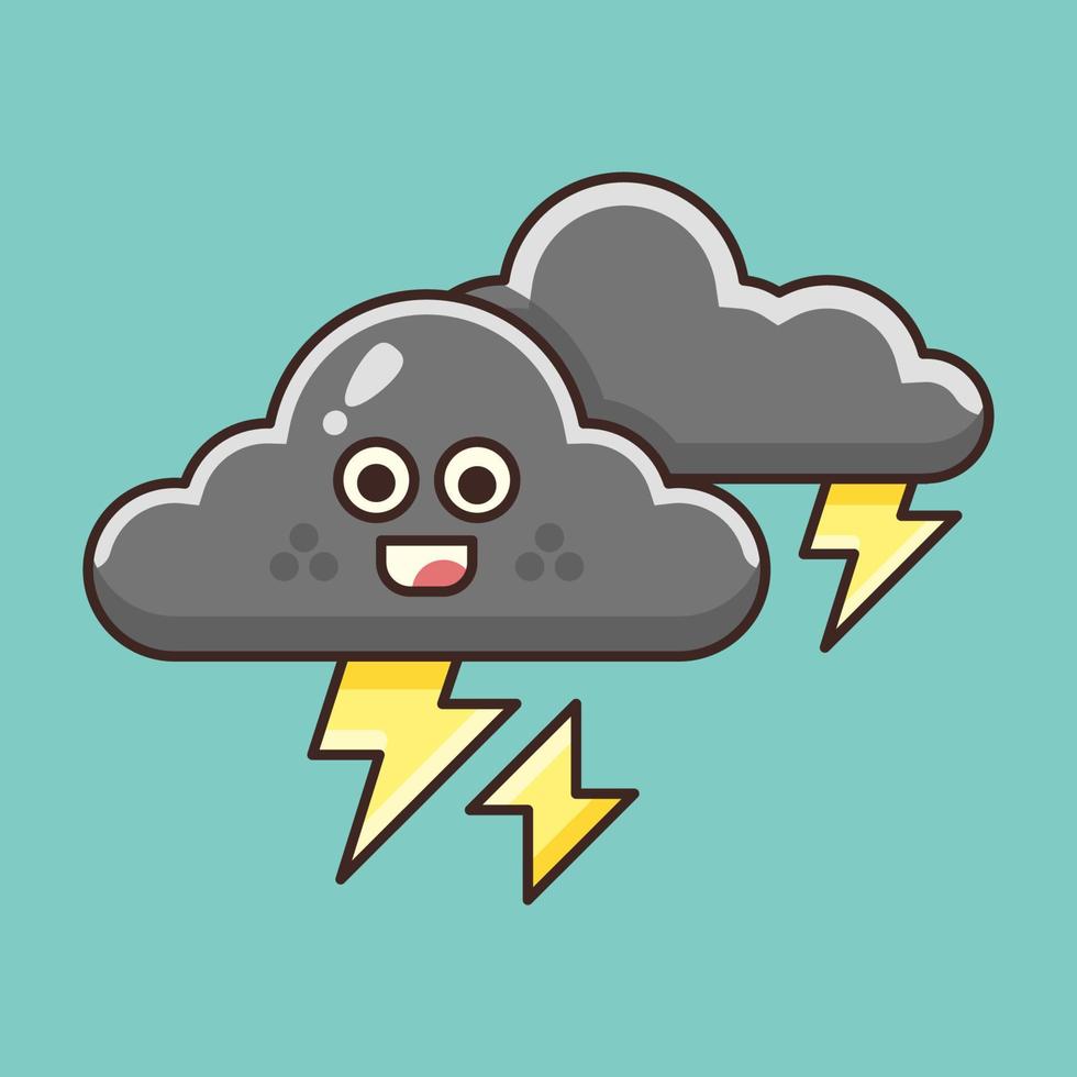 Cute Cloudy Storm with Lightning Illustration 4749621 Vector Art at ...