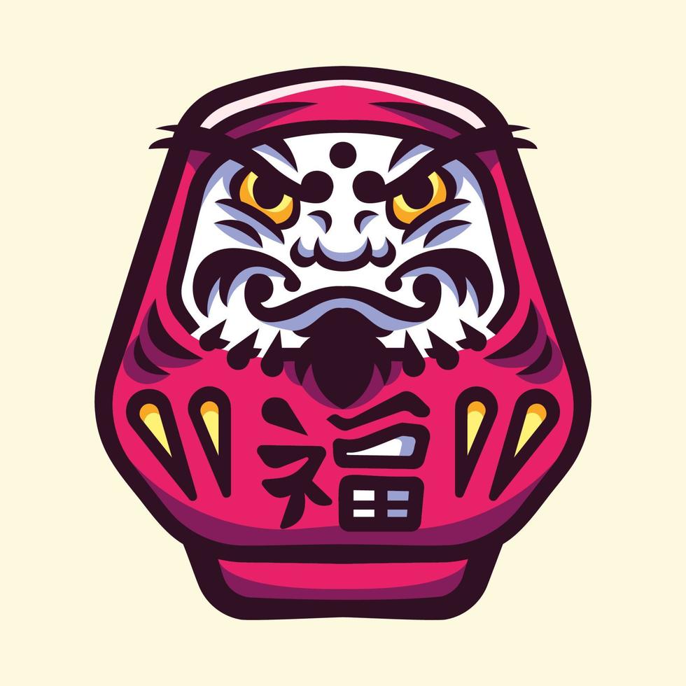 logo de ilustración de muñeca daruma japonesa vector