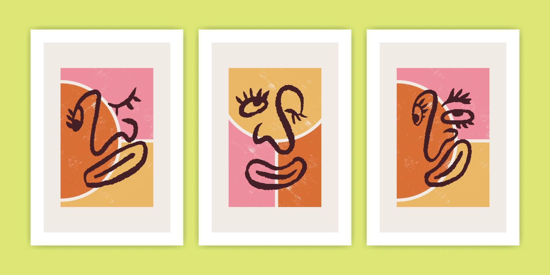 Abstract Face Collection for Poster Design vector