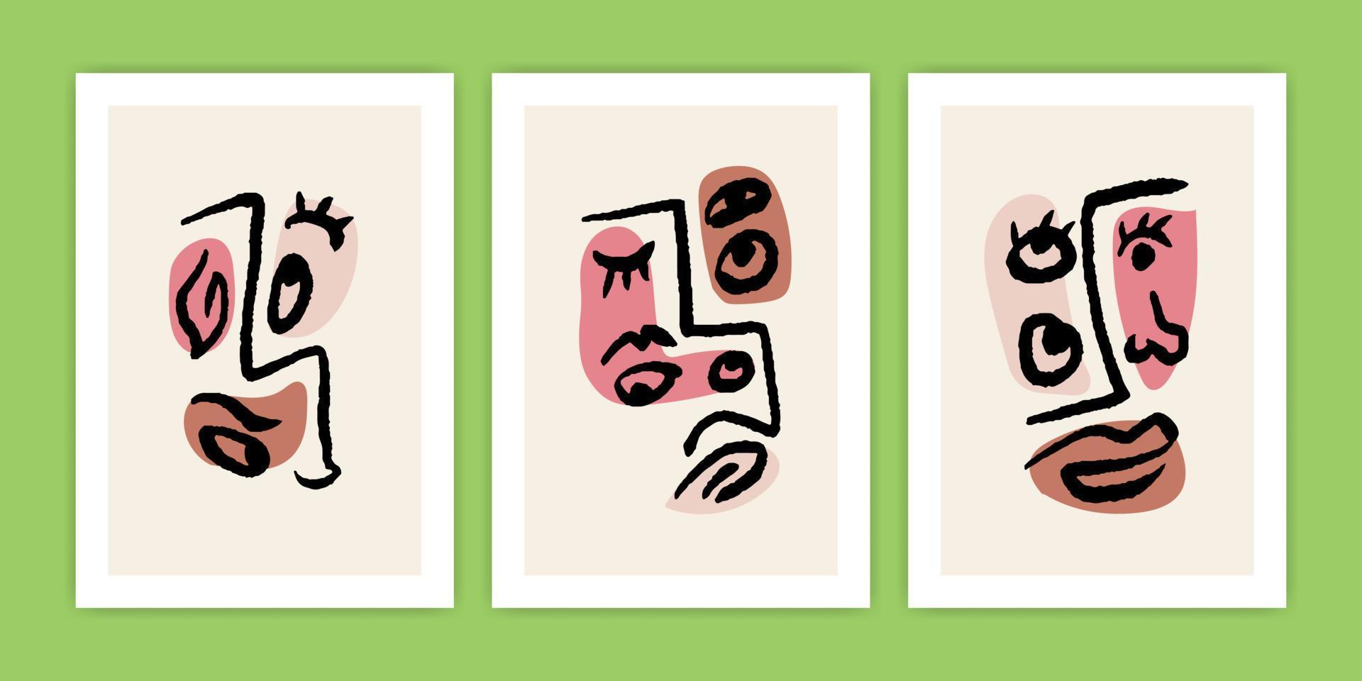 Collection of Abstract Face for Poster Print vector