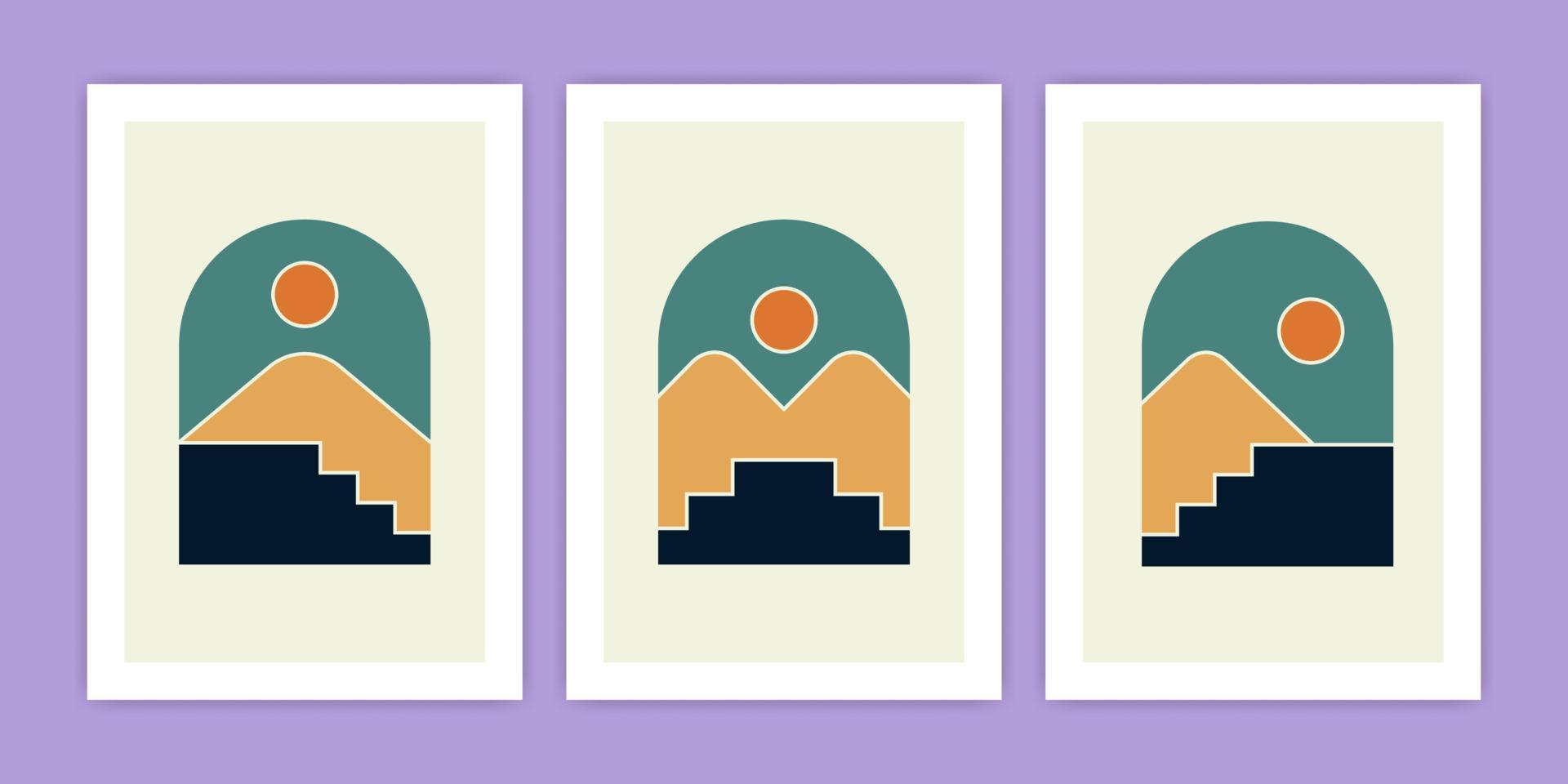 Set of abstract mountain illustration vector